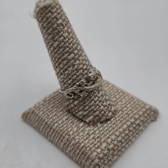 Size 10 Sterling Silver Dragon Rustic Band Ring A3630 - Picture 2 of 9